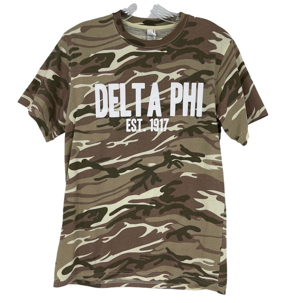 Delta Phi Camo T-shirt Size Collegiate Fraternity Size Small Academia Preppy